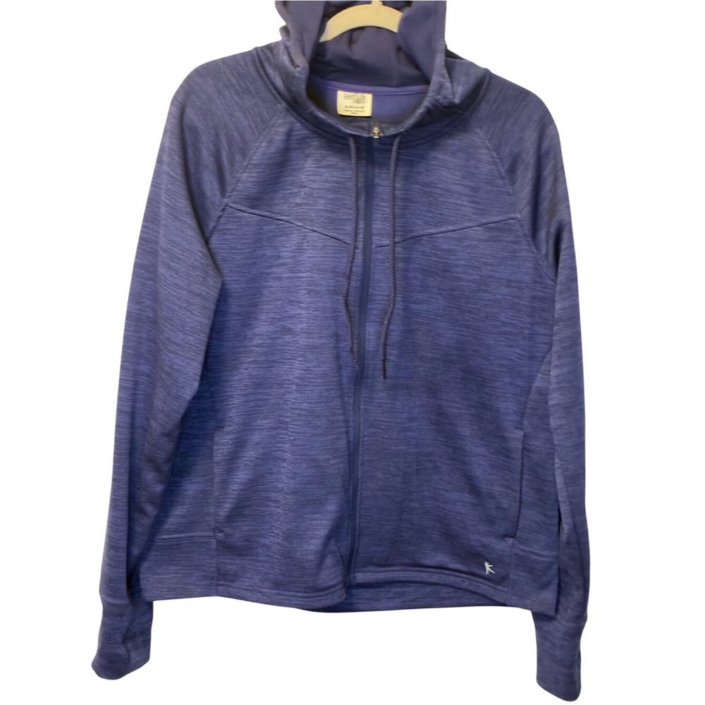 Danskin Full-Zip Hooded Track Jacket in Heathered Periwinkle Blue XL